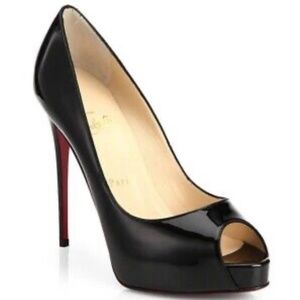 Christian Louboutin Very Privé 120 Peep-Toe Patent Leather Pumps Size 40